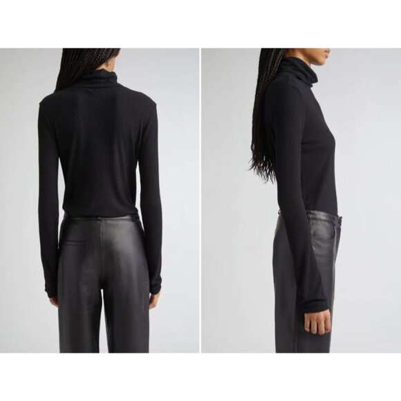 Loulou Studio Gallinara Top in Black X-Small New Womens Long Sleeve Turtleneck - Picture 13 of 15